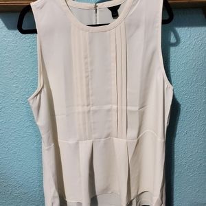 Mixed Media Pleated Peplum Shell